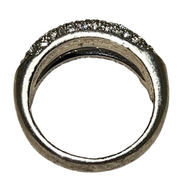 Silver CZ Pavè Heavy Band Ring Signed NVC Sz 8 - Picture 4 of 9